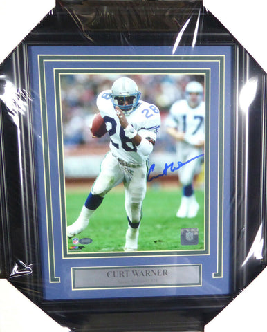 CURT WARNER AUTOGRAPHED SIGNED FRAMED 8X10 PHOTO SEAHAWKS MCS HOLO 126587