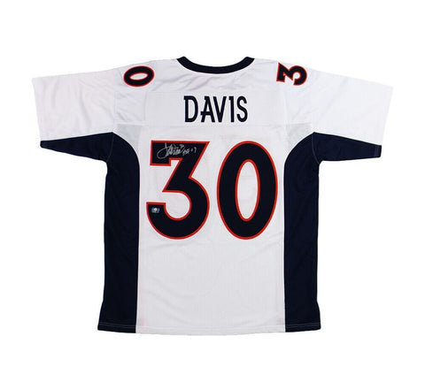 Terrell Davis Signed Denver Custom White Jersey with "HOF" Inscription