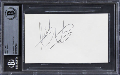 Pistons Isiah Thomas Authentic Signed 3x5 Index Card Autographed BAS Slabbed