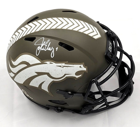 John Elway Autographed Denver Broncos Salute To Service Authentic Helmet Beckett