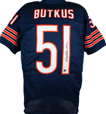 Dick Butkus Autographed Blue Pro Style Jersey- Beckett W Hologram *Black