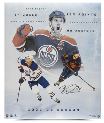 Connor McDavid Autographed '22-'23 Season Accomplishments 20x24 Photo UDA LE 97