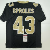 Autographed/Signed DARREN SPROLES New Orleans Black Football Jersey JSA COA