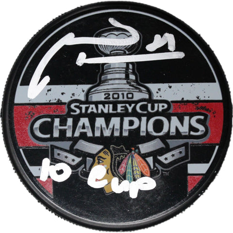 Marian Hossa Autographed Chicago Blackhawks Hockey Puck 10 Cup Beckett 46874