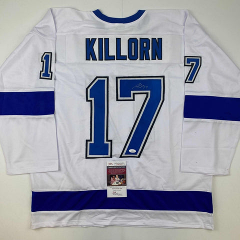 Autographed/Signed Alex Killorn Tampa Bay White Hockey Jersey JSA COA