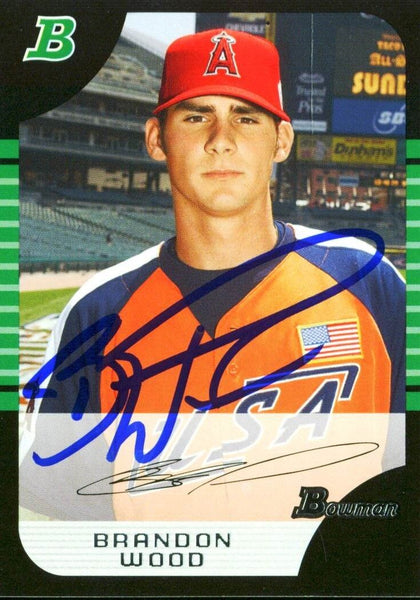 Angels Brandon Wood Authentic Signed Card 2005 Bowman RC #BDP144 w/ COA