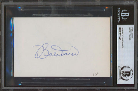 Red Sox Bobby Doerr Authentic Signed 3x5 Index Card Autographed BAS Slabbed