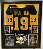 FRAMED BRYAN TROTTIER AUTOGRAPHED SIGNED INSC PITTSBURGH PENGUINS JERSEY JSA COA