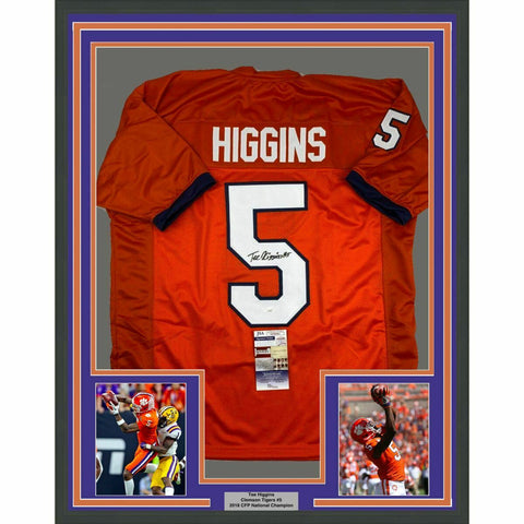 FRAMED Autographed/Signed TEE HIGGINS 33x42 Clemson Orange Jersey JSA COA Auto