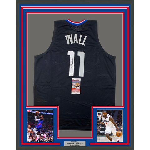 Framed Autographed/Signed John Wall 33x42 Los Angeles Black Jersey JSA COA