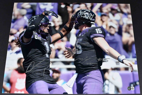 MAX DUGGAN & QUENTIN JOHNSTON SIGNED TCU HORNED FROGS 16X20 PHOTO BECKETT