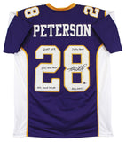 Adrian Peterson "Career Stat" Signed Purple Pro Style Jersey BAS Witnessed