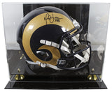 Rams Marshall Faulk Signed 2000-16 TB Full Size Speed Rep Helmet w/ Case BAS Wit