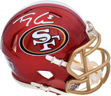 TREY LANCE AUTOGRAPHED 49ERS FLASH RED SPEED MINI HELMET BECKETT QR 197093