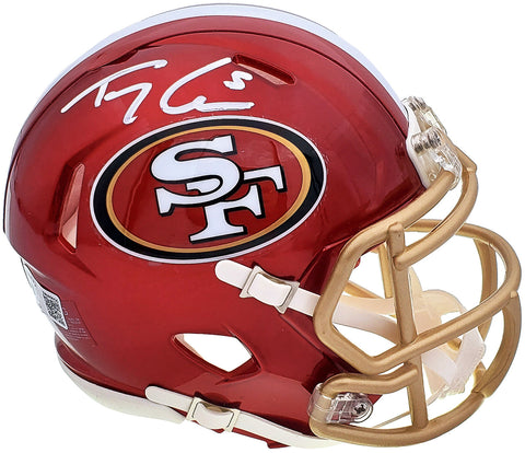 TREY LANCE AUTOGRAPHED 49ERS FLASH RED SPEED MINI HELMET BECKETT QR 197093