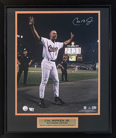 Cal Ripken Jr Autographed 2131 Consecutive Game Framed 16x20 Photo Fanatics COA