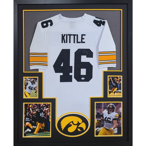 George Kittle Autographed Signed Framed Iowa Hawkeyes White Jersey PSA/DNA