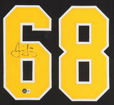 Jaromir Jagr Signed Pittsburgh Penguin 35x43 Framed Jersey (Beckett) 13xAll Star