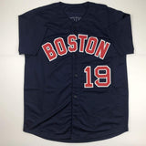 Autographed/Signed FRED LYNN Boston Blue Baseball Jersey JSA COA Auto