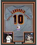 Framed Autographed/Signed Evan Longoria 35x39 San Francisco Grey Jersey JSA COA