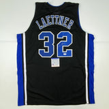 Autographed/Signed CHRISTIAN LAETTNER Duke The Shot Black Jersey PSA/DNA COA