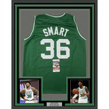 FRAMED Autographed/Signed MARCUS SMART 33x42 Boston Green Jersey JSA COA