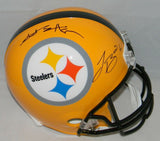 ANTONIO BROWN LE'VEON BELL SIGNED PITTSBURGH STEELERS GOLD FULL SIZE HELMET JSA