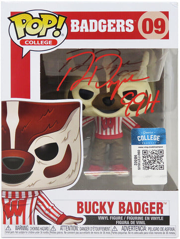 Ron Dayne Signed Wisconsin Bucky Badger Funko Pop Doll #09 w/99H -(SCHWARTZ COA)