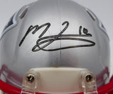 Mac Jones Autographed Patriots Speed Mini Helmet (Bubbled) Beckett WS86380