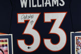 JAVONTE WILLIAMS (Broncos blue SKYLINE) Signed Autograph Framed Jersey Beckett