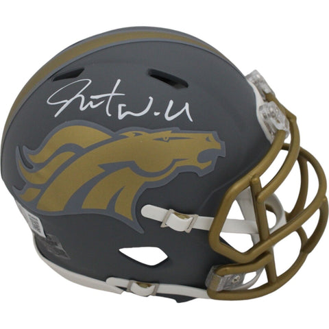 Javonte Williams Autographed/Signed Slate Mini Helmet Beckett 47665