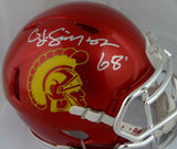 O. J. Simpson Signed USC Trojans Chrome Speed Mini Helmet - JSA W Auth *Silver