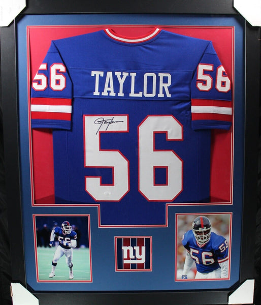 LAWRENCE TAYLOR (Giants blue TOWER) Signed Autographed Framed Jersey Beckett