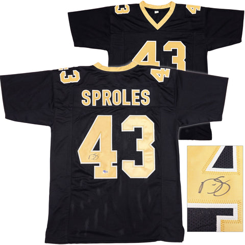 SAINTS DARREN SPROLES AUTOGRAPHED SIGNED BLACK JERSEY BECKETT WITNESS 234511