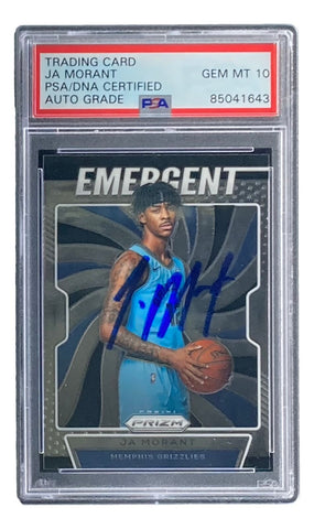 Ja Morant Signed 2019-20 Panini Prizm #17 Grizzlies Rookie Card PSA/DNA Gem MT