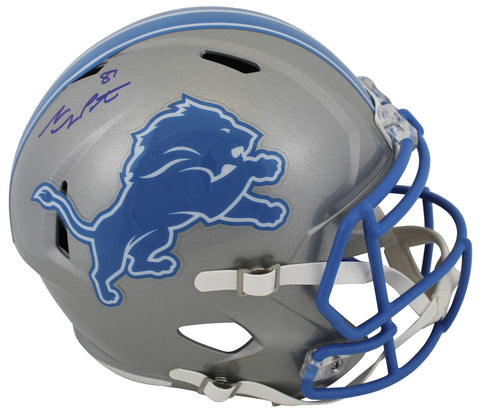 Lions Sam LaPorta Authentic Signed Full Size Speed Rep Helmet BAS Witnessed