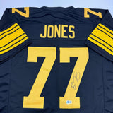 Autographed/Signed Broderick Jones Pittsburgh Black Color Rush CR Jersey BAS COA