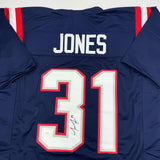 Autographed/Signed Jonathan Jones New England Blue Football Jersey JSA COA