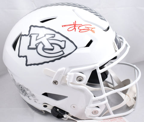 Travis Kelce Autographed Chiefs F/S Salute 2024 Speed Flex Helmet-Beckett W Holo