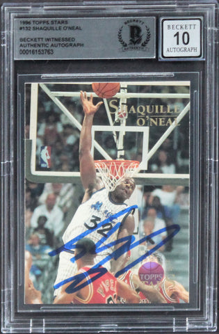 Shaquille O'Neal Signed 1996 Topps Stars Card Auto 10 BAS Witnessed #16153763