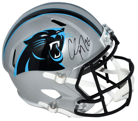 CHRISTIAN McCAFFREY SIGNED CAROLINA PANTHERS FULL SIZE SPEED HELMET BECKETT