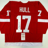 Autographed/Signed Brett Hull Detroit Red Hockey Jersey JSA COA Auto