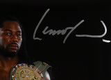 Lennox Lewis Autographed 16x20 with Belts Photo- Beckett W Hologram *Silver