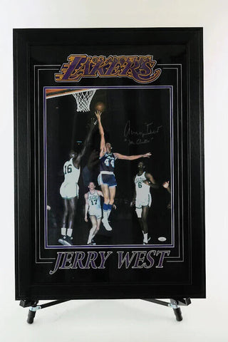 Jerry West Autographed 16x20 Photo Inscribed "Mr Clutch" Deluxe Framed JSA COA