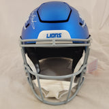 BARRY SANDERS SIGNED DETROIT LIONS F/S ALTERNATE SPEEDFLEX HELMET BECKETT QR COA