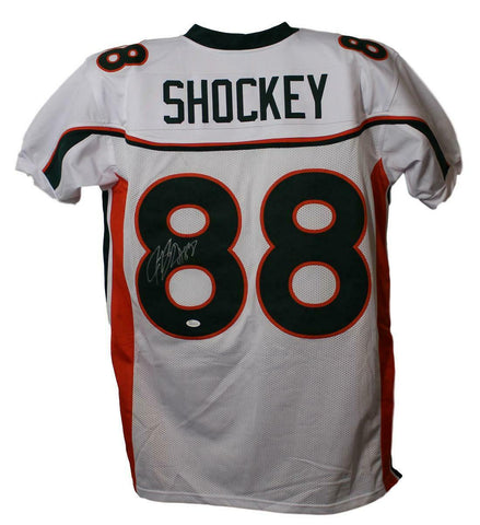 Jeremy Shockey Autographed/Signed College Style White XL Jersey JSA 28071