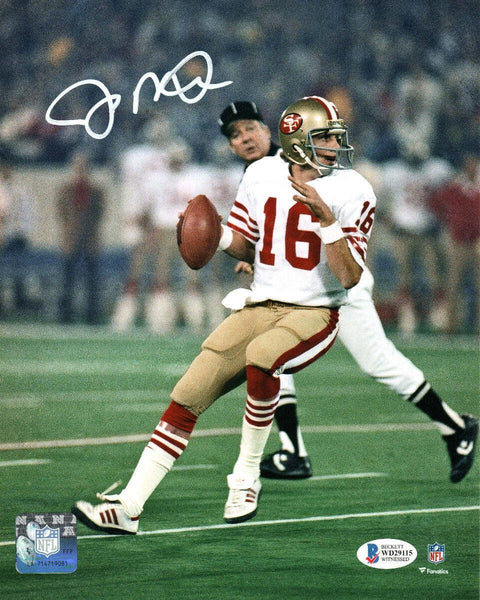 Joe Montana Signed San Francisco 49ers 8x10 Photo Beckett Witnessed White Jersey