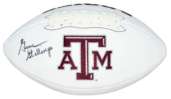 GENE STALLINGS AUTOGRAPHED TEXAS A&M AGGIES WHITE LOGO FOOTBALL COA