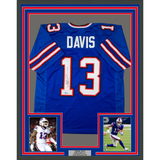 Framed Autographed/Signed Gabriel Gabe Davis 33x42 Buffalo Blue Jersey BAS COA