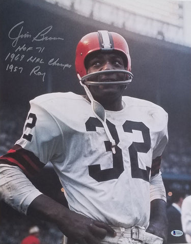 Jim Brown Signed Cleveland Browns 16x20 Photo Beckett Authenticated BAS V62614